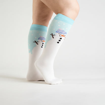 White Snowman Compression Socks