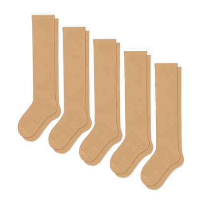 Tan Compression Socks Bundle 5-Pack